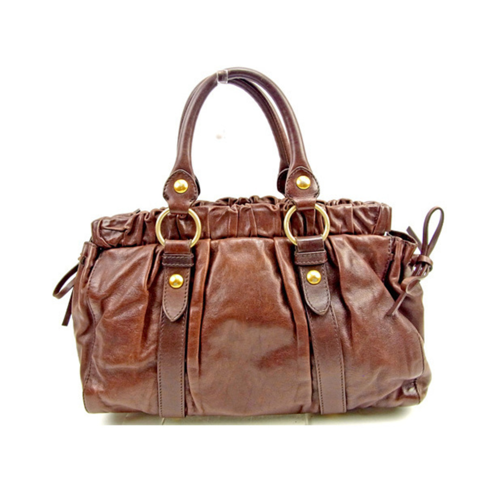 Miu Miu Bordeaux Leather Back Bag Ribbon Outlet Handbag